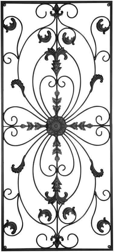 gb Home Collection Metal Wall Décor Living Room Victorian Style Wall Art Décor, Rectangular Design, 20 x 44 Inches- Black