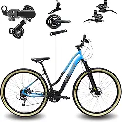 Bicicleta KSW Sunny Feminina em Aluminio Aro 29 Rebaixada Retro 21 Marcha Relação 3x7com Freio a Disco e Suspensão de 80mm (Rosa Neon, 15)