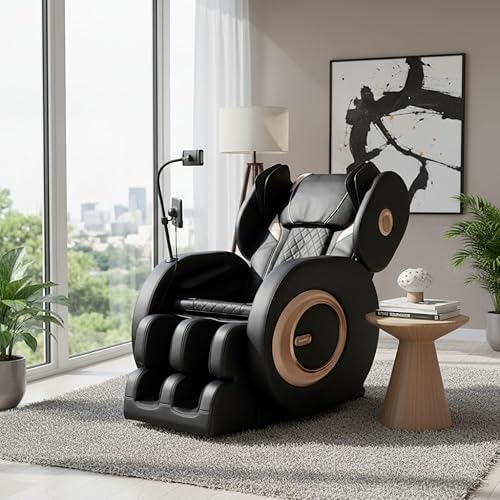 GDFStudio Full Body Massage Chair, Zero Gravity Recliner with Heating, Air Pressure, Foot Rollers, Bluetooth Speaker & Adjustable Intensity, 5 Automatic Modes for Home & Office Relaxation