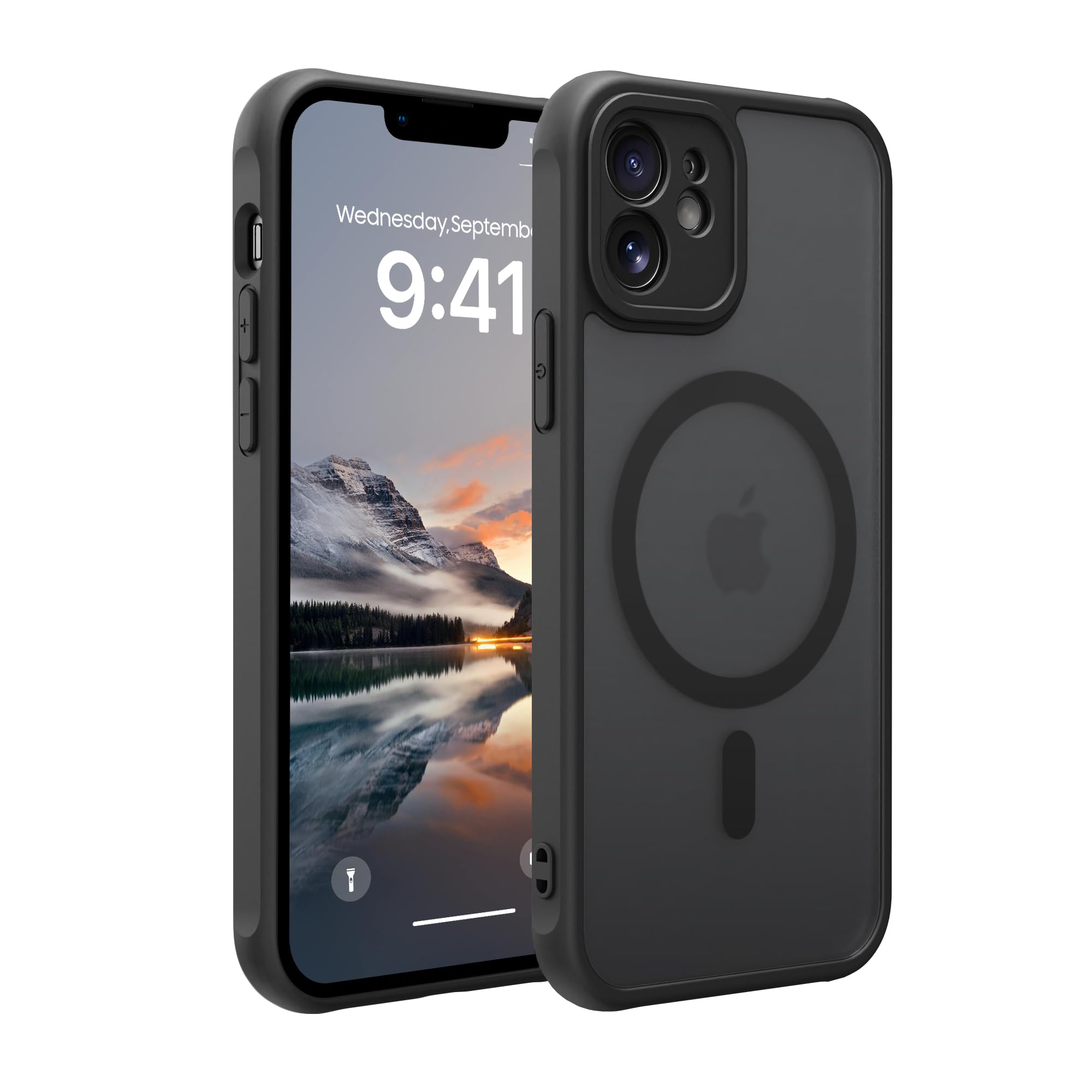 Amazon.co.jp: iPhone12 ケース マット感 半透明 MagSafe対応