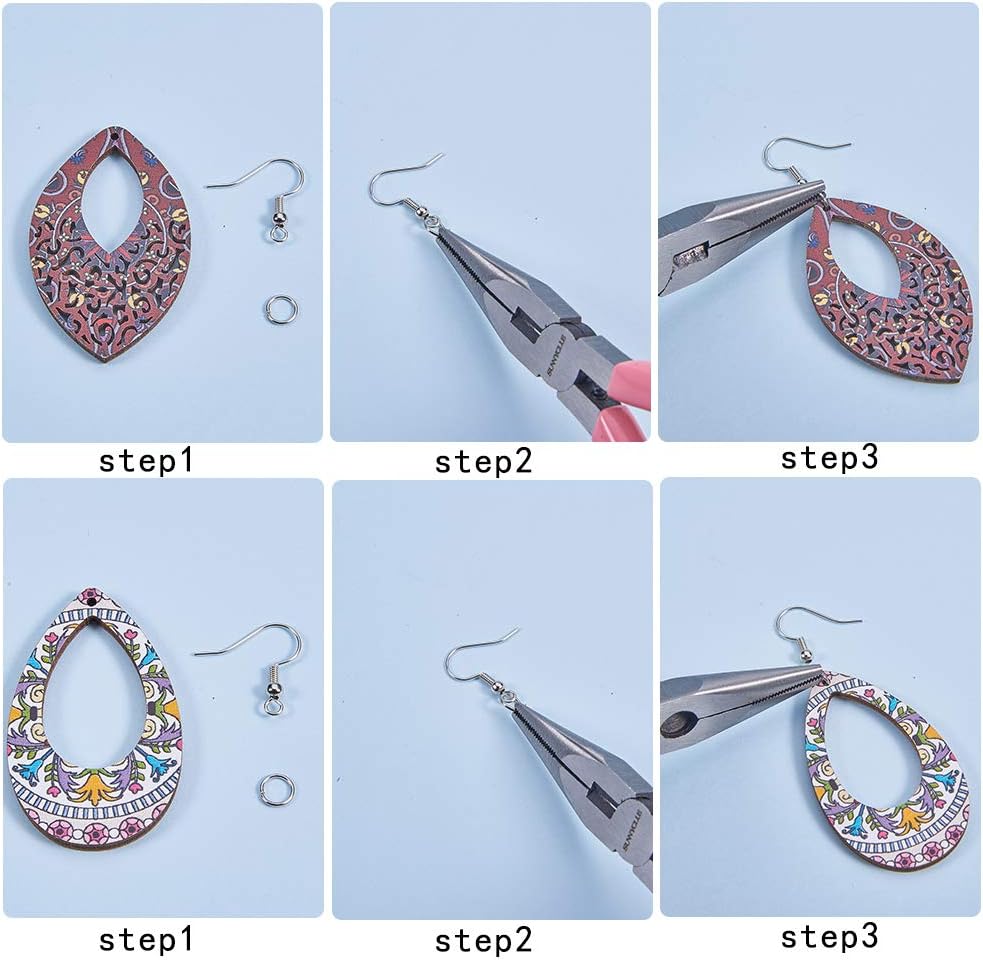 SUNNYCLUE DIY 14 works Bohemia Wooden Earrings for Women Statement Geometric Earring Making Starter Kit Supplies for Women Girls Beginners - Image 5