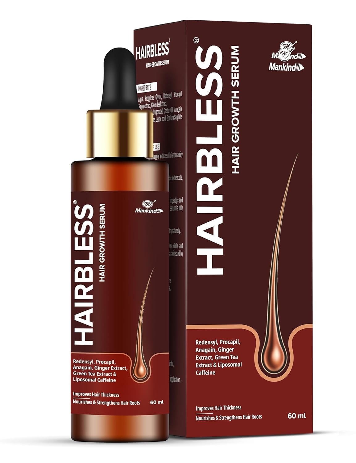 Hair blesss serum na porost włosów z Redensyl, Procapil, Anagain i liposomalna kofeina, poprawia grubość włosów, 60 ml