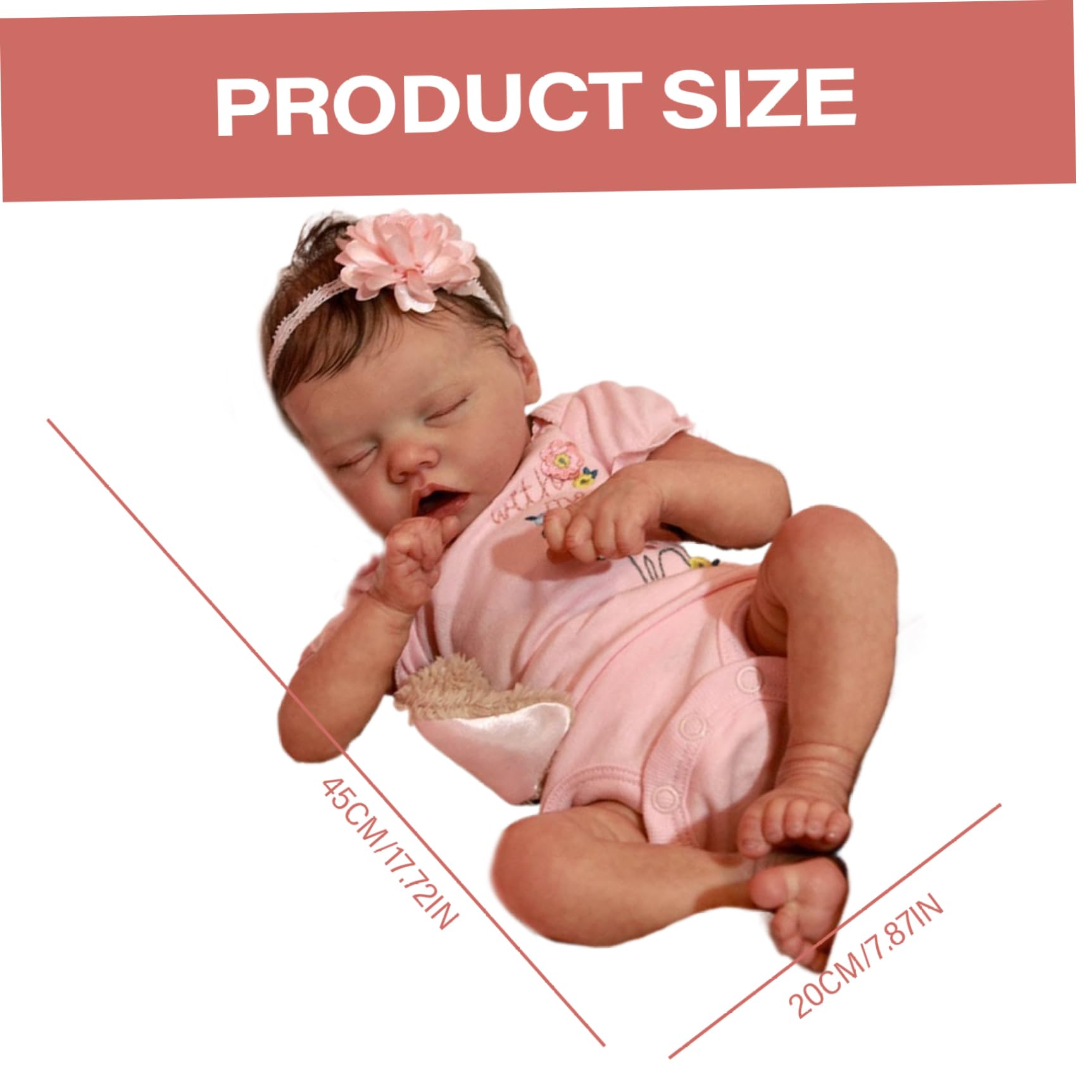 Echte Babypuppe, 18-Zoll-Silikon-Babypuppe, realistisch wiedergeboren, schlafend, waschbares Neugeborenes Mädchen mit Kleidung und Kopfschmuck – perfekt als Kinderspielzeug