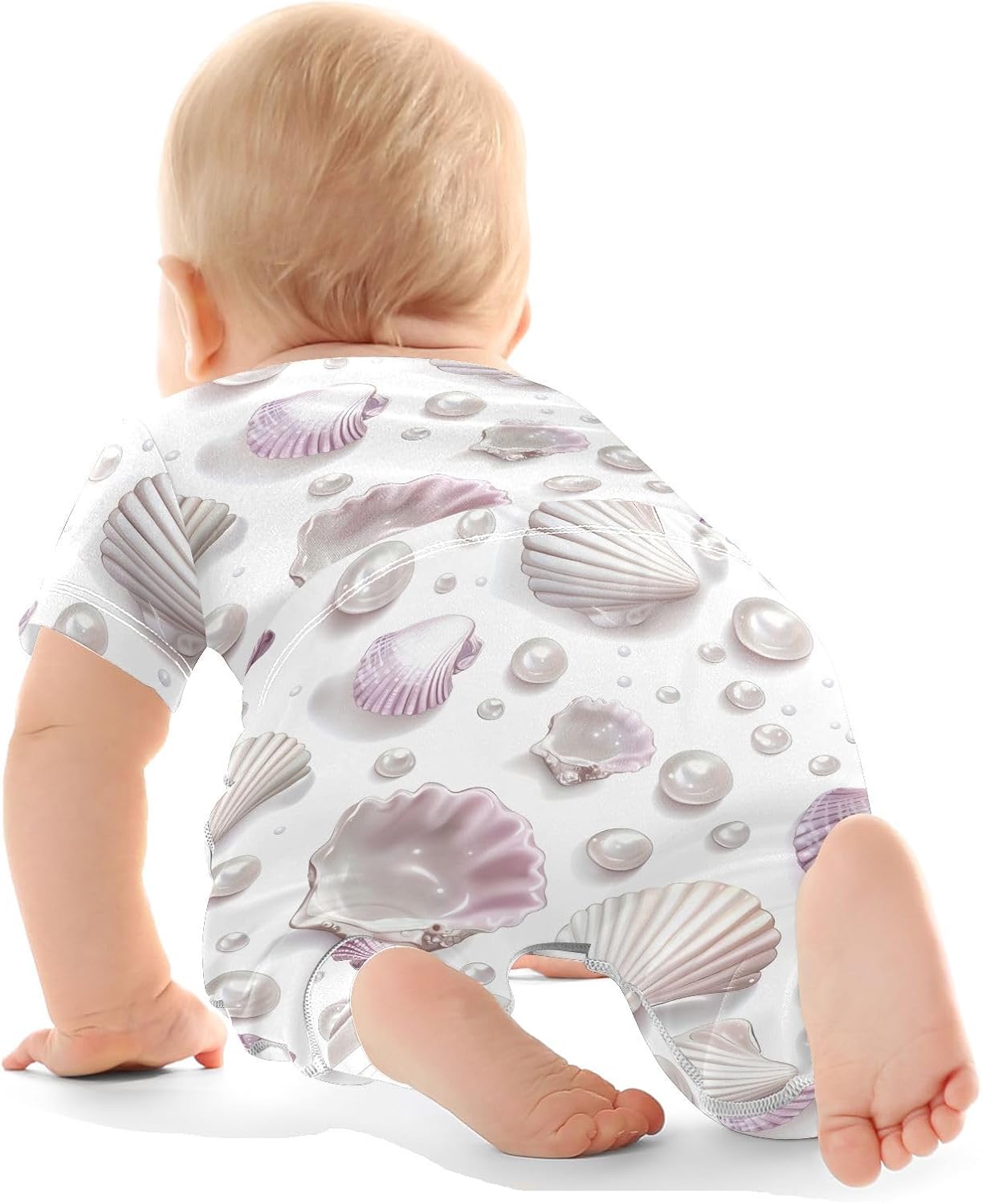 vvfelixl Baby Clothes Pearls Seashells Baby Bodysuits Set Unisex Short Sleeve Babys Pants Sets 0-3M
