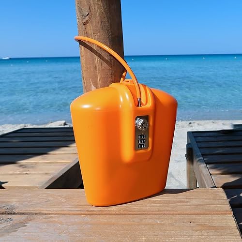 Miniatura 2 de SAFEGO Caja fuerte portátil para interiorexterior con llave y combinación de acceso (naranja)