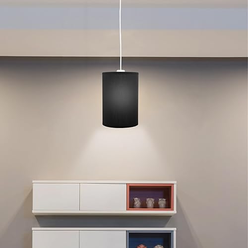 Miniatura 8 de Veemoon Pantalla de lámpara de tambor, pantalla cilíndrica, repuesto E27 con clip para lámpara de lámpara, pantalla de lámpara de araña, cubierta de