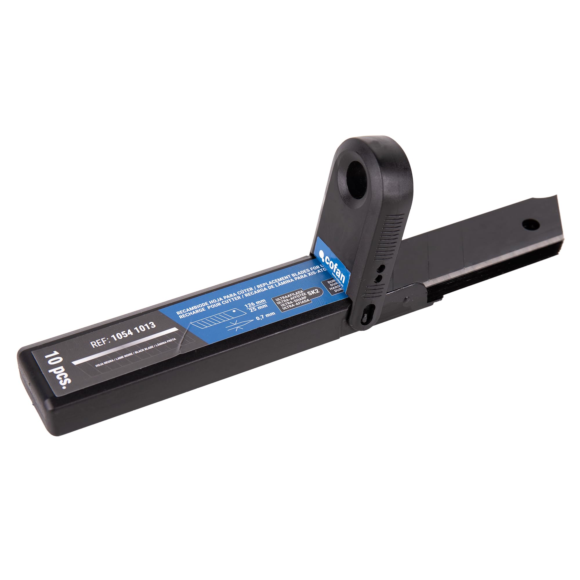 Cofan Pack de 10 cuchillas para cúter | Hojas de recambio negras ultra afiladas | Cuchillas de SK2 | Adecuadas para cúter de 9 mm, 18 mm o 25 mm (10, Hoja 25 mm x 0,7 mm)
