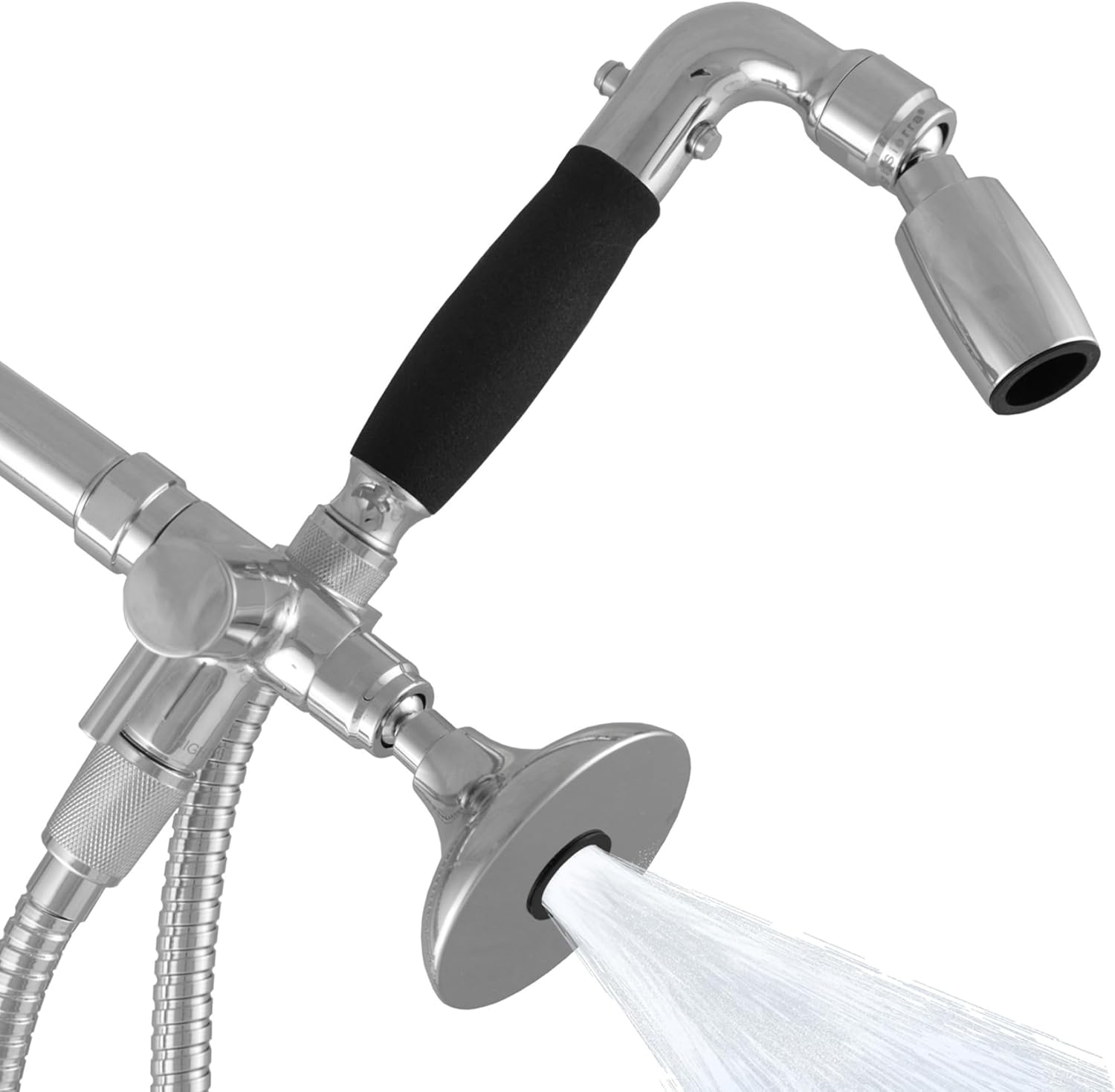 High Sierra® Lead-Free Metal 3-way Combination Shower Kit. Built in Diverter Valve Effortlessly Diverts Flow from the Fixed Shower Head to the Handheld and back - Ultra Low Flow 1.5 GPM - Chrome