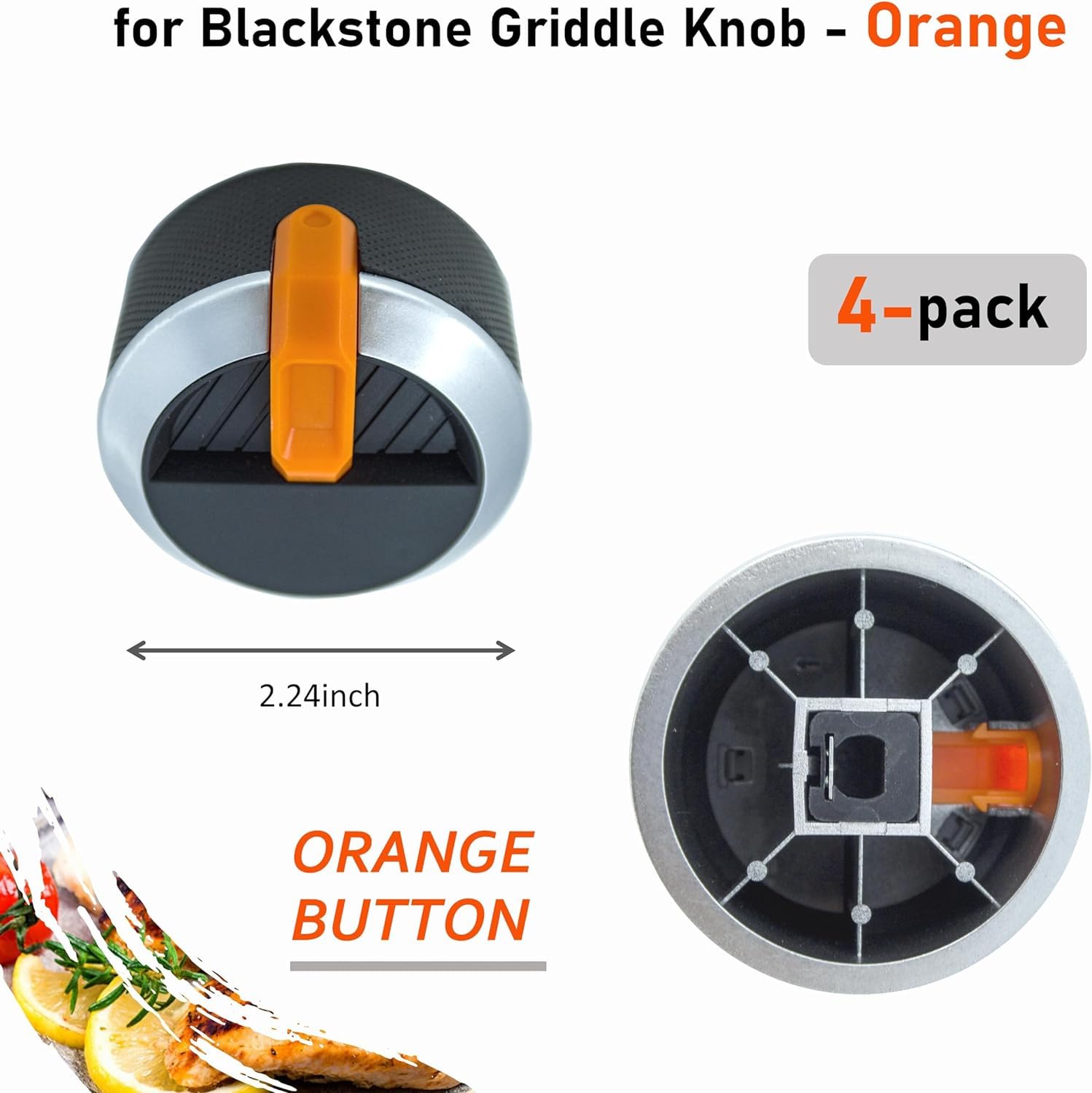 Blackstone Gasgrillknauf Ersatz, orangefarbener Steuerknopf, 4 Stück Zubehör