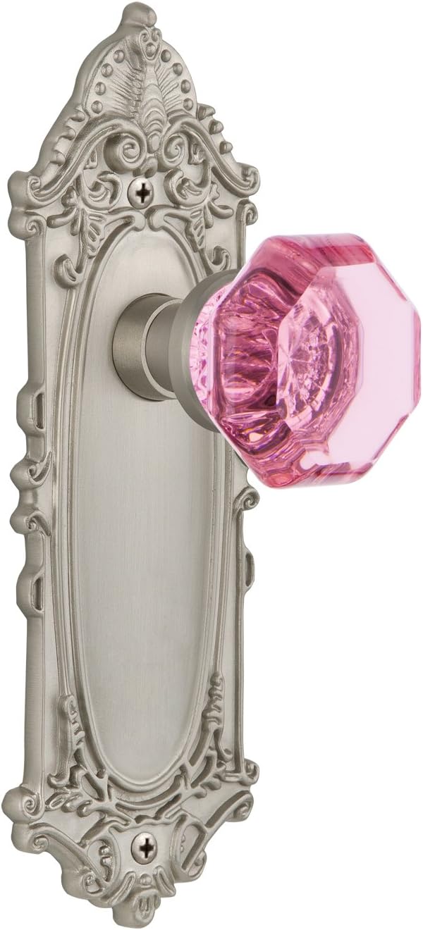 Nostalgic Warehouse 725225 Victorian Plate Privacy Waldorf Pink Door Knob in Oil-Rubbed Bronze, 2.75