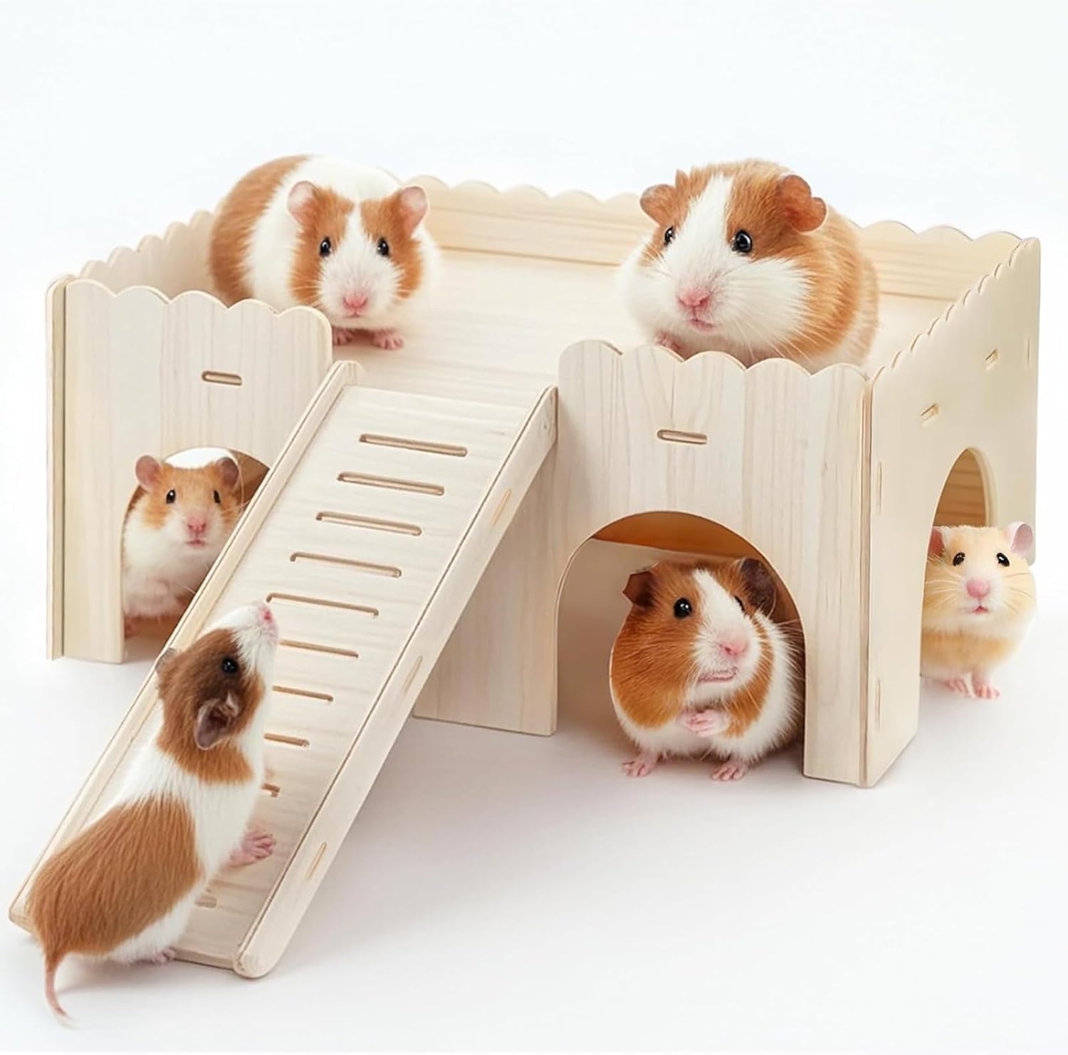 Großes Meerschweinchenhaus, Aufbewahrungskorb aus Holz mit Deckel und Rampe: Großes Meerschweinchenversteck, Mehrkammerspielzeug für Degus, Hamster, Kleintiere, 38 x 25 x 18 cm Großes Meerschweinchenhaus, Aufbewahrungskorb aus Holz mit Deckel und Rampe: Großes Meerschweinchenversteck, Mehrkammerspielzeug für Degus, Hamster, Kleintiere, 38 x 25 x 18 cm