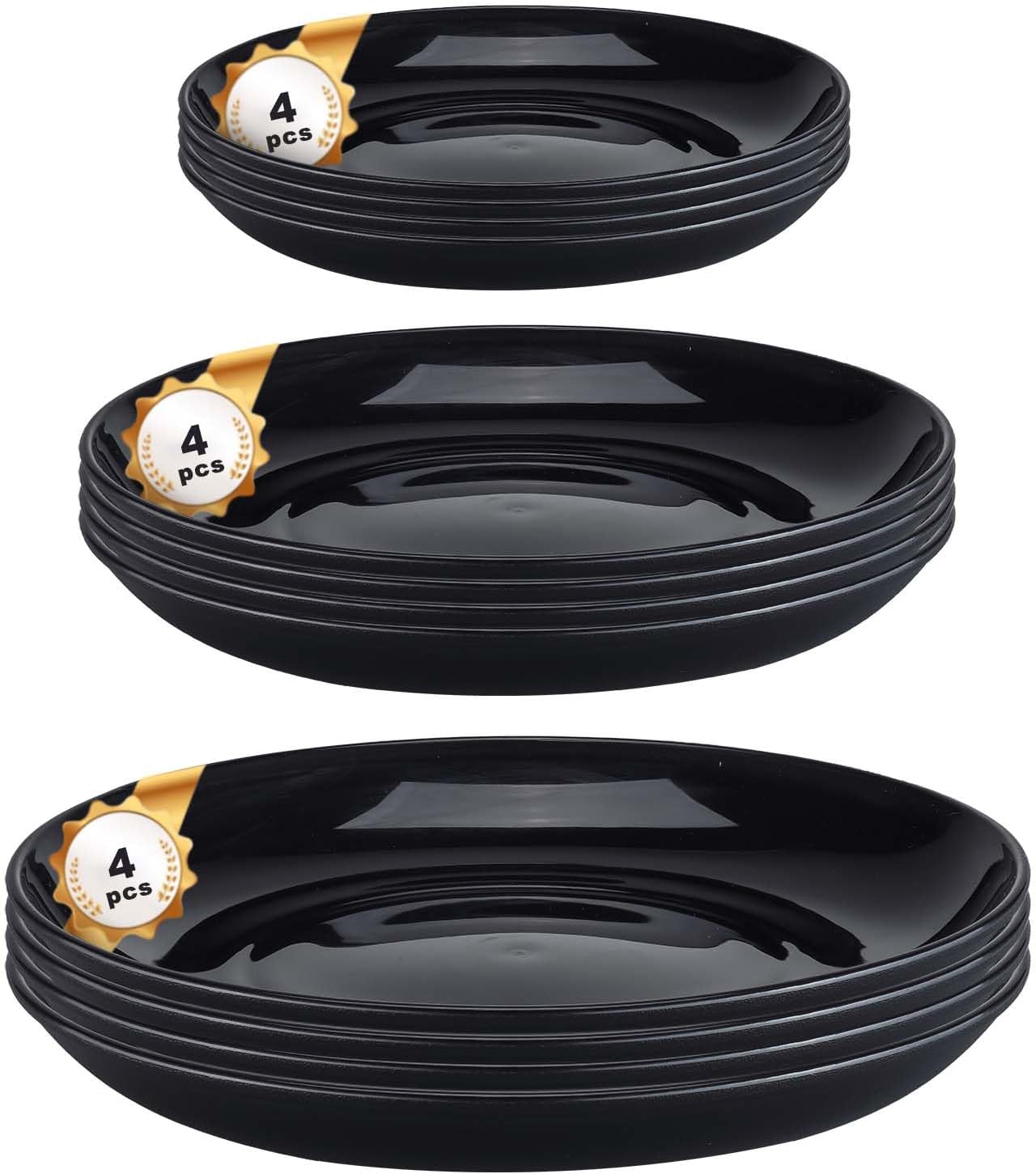 Pleafind Dinner Plates set of 12, Plastic Plates reusable, 3 Size