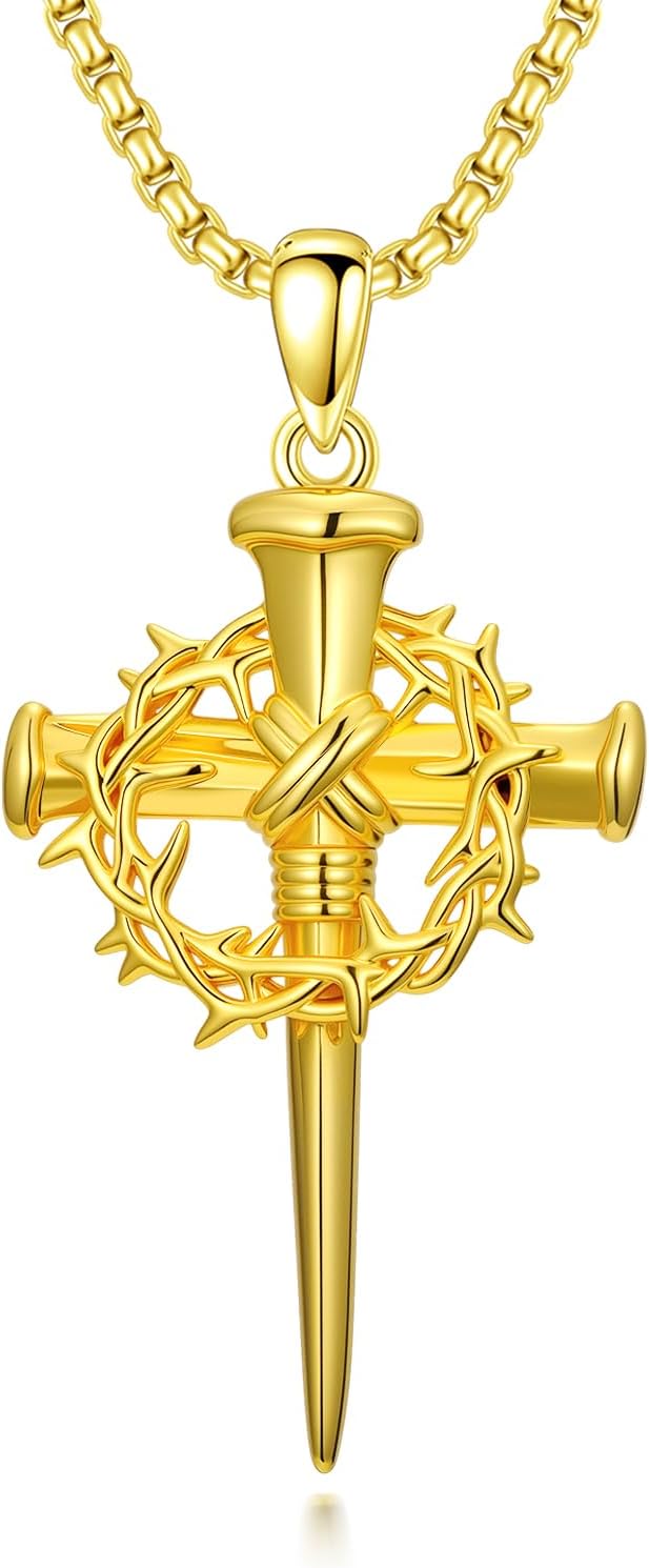 14K Gold Cross Pendant for Men Women Gold Cross Necklace Christian Faith Jewelry Religious Gift