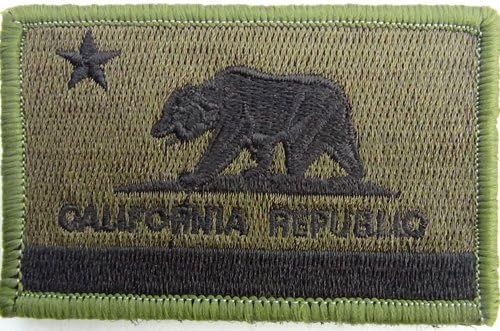 California Flag Patch OD green tactical 2"x3" inches Hook and Loop backing