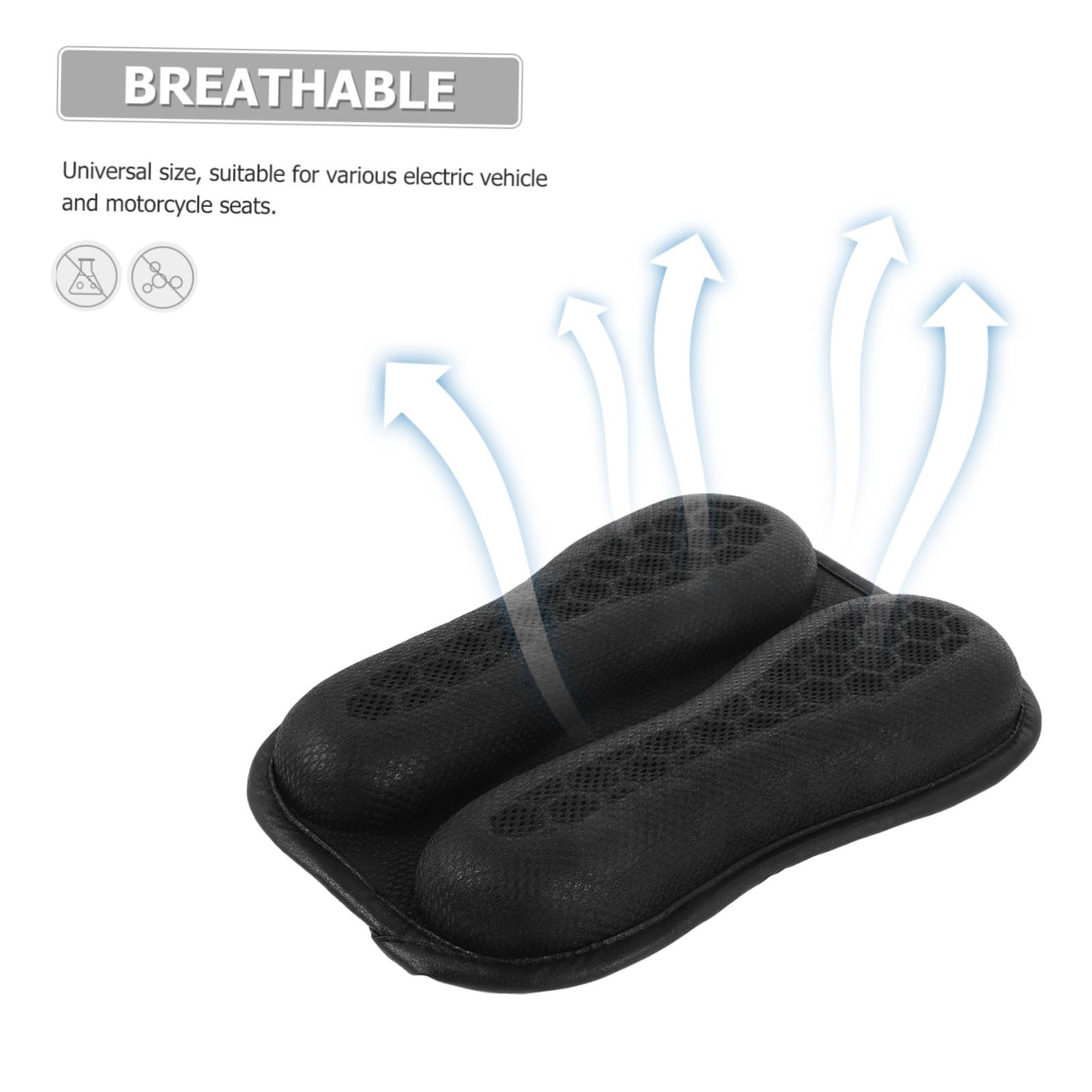 Cuscino Sedile Moto Traspirante in Mesh e Gel Nero, Facile da Installare, Accessorio Moderno per Motociclisti, per Viaggi Estivi e Protezione Solare