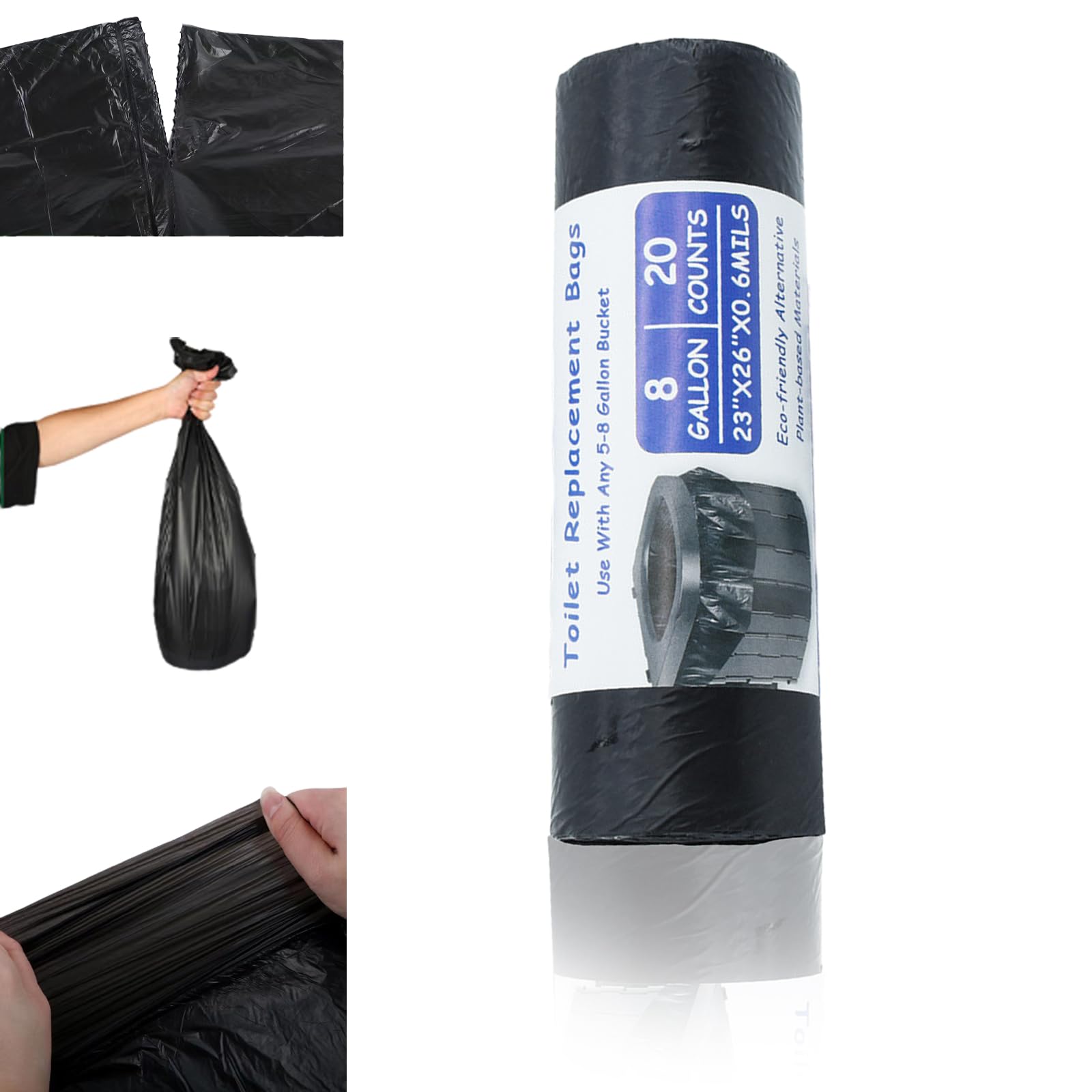 20pcs Portable Toilet Bags, 100% Degradable,Thick Biodegradable Camping Toilet Bags, for Camping, Boating, Outdoors, Car Travel, Long Trips - Eco-Friendly and Hassle-Free Waste Disposal Solution