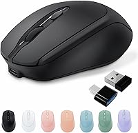 Vista 1 de Ratón inalámbrico recargable Bluetooth silencioso para portátil, iPad, MacBook, PC, Surface Pro, Lenovo, tableta Samsung, diseño ergonómico (negro)