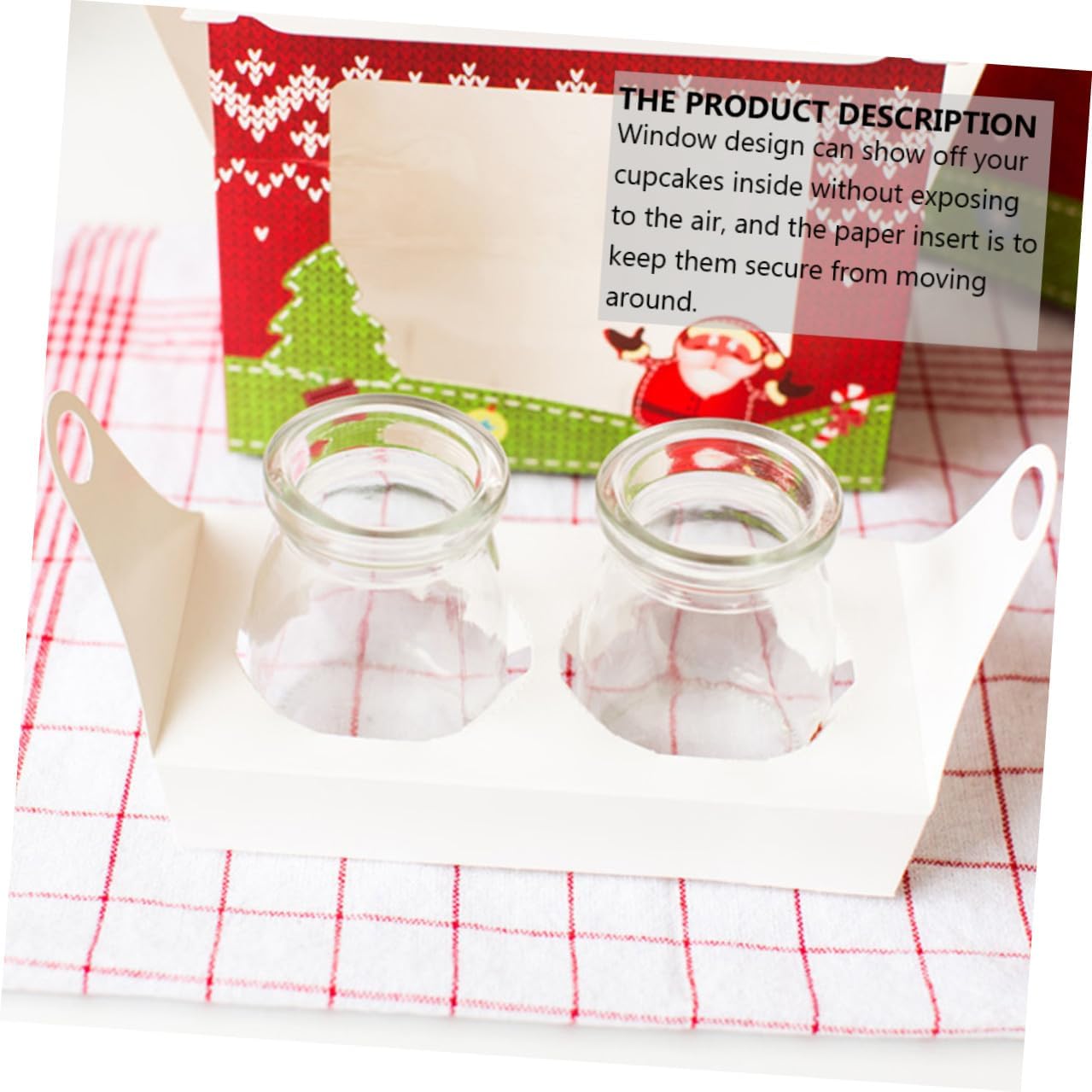 VALICLUD 20pcs Paper Cupcake Boxes with Two-hole Insert, Portable Paper Cupcake Holders for Christmas Decor, Bakery Food Storage, Window Cake Carrier for Party