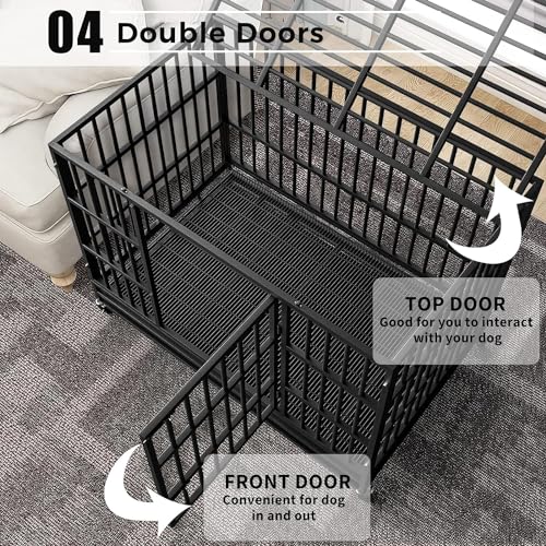 Otaid-48-Inch-Heavy-Duty-Dog-Crate-Cage-Kennel-with-Wheels-High-Anxiety-Indestructible-Dog-Crate-Sturdy-Locks-Design-Double-Door-and-Removable-Tray-Extra-Large-XL-XXL-Dog - Cucciolini Doodles   Otaid-48-Inch-Heavy-Duty-Dog-Crate-Cage-Kennel-with-Wheels-High-Anxiety-Indestructible-Dog-Crate-Sturdy-Locks-Design-Double-Door-and-Removable-Tray-Extra-Large-XL-XXL-Dog