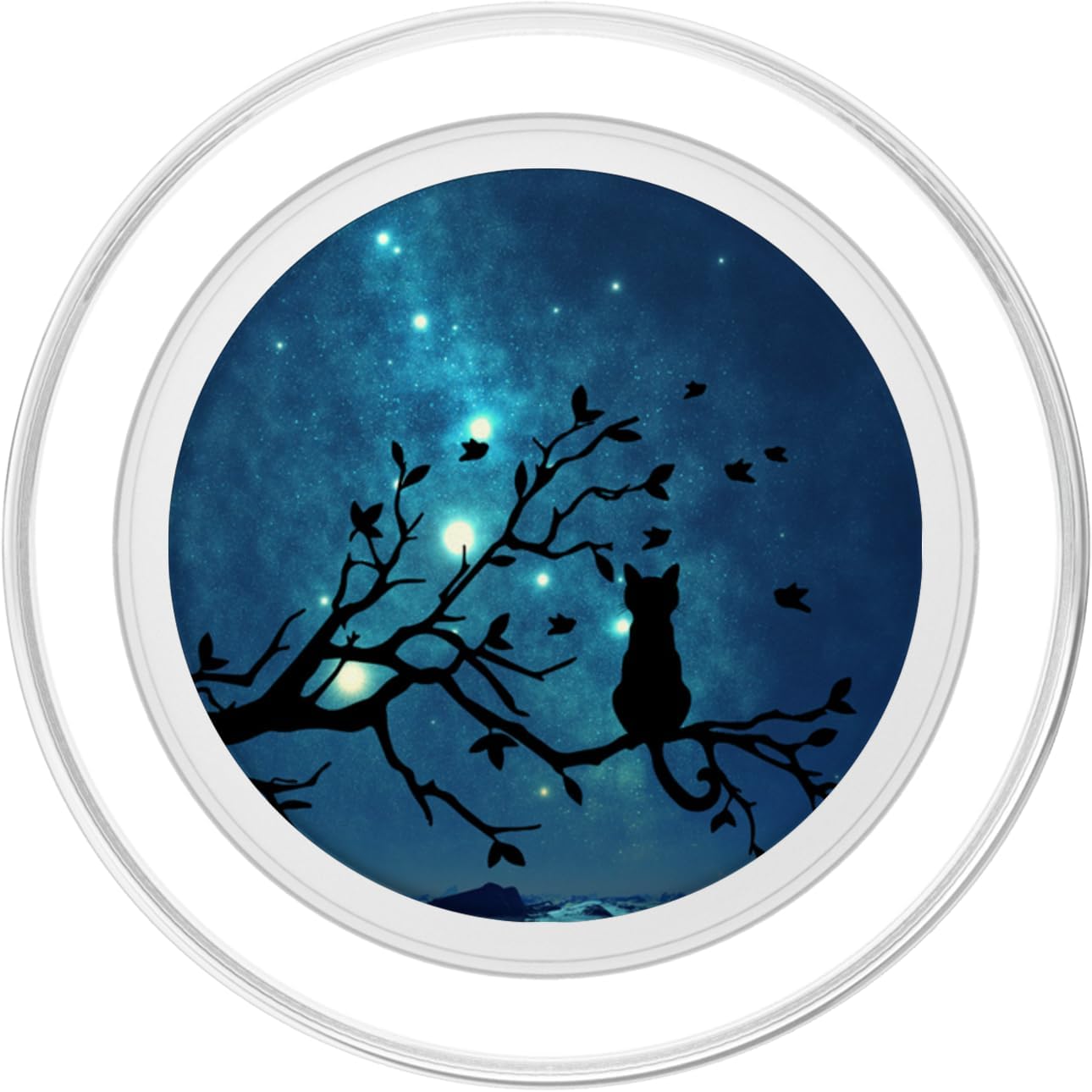 Night Cat in a Tree aurora Sky Christmas Gifts kids adults PopSockets PopGrip for MagSafe