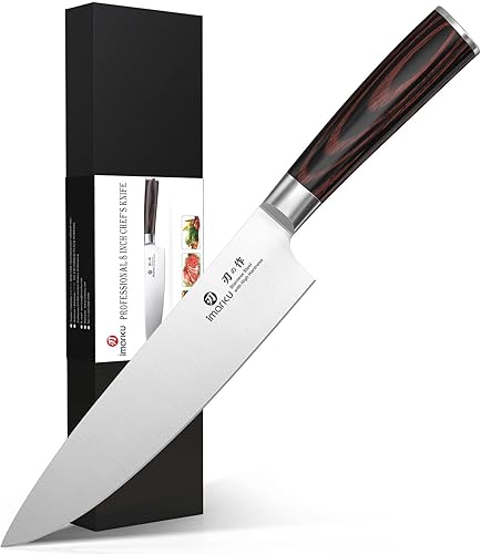 imarku Cuchillo de chef de 8 pulgadas, cuchillo de cocina profesional en acero japonés HC, cuchillo súper afilado con mango ergonómico, cuchillo de