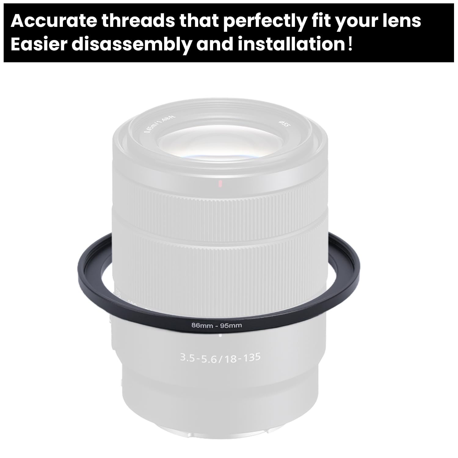 86mm To 95mm Step-Up Filter Adapter Ring - Fittings4you - Allows Using 95mm Filters On 86mm Lenses