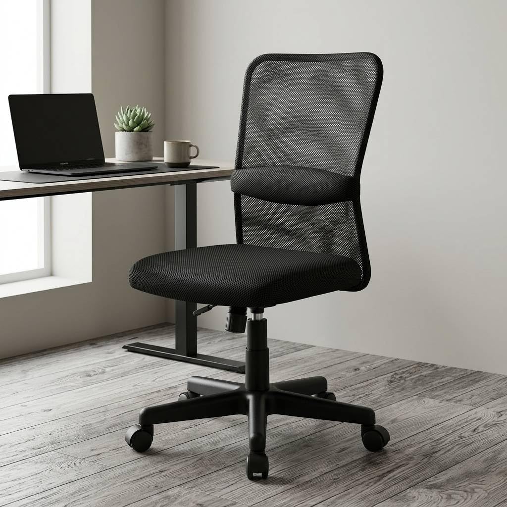Small Ergonomic Office Chair, Ergonomic Low-Back Mesh Gaming Chair, Armless Mesh Task Rolling Work Swivel Computer Chairs, Compact Study Chairs for Bedroom, Students, Adults