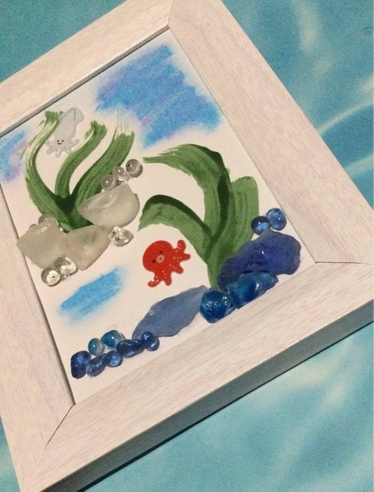 シーグラスアート　シャボン玉アカリHaHaKo様♡リクエスト Amazon.co.jp: シーグラスアート海の生き物ほのぼのイカさんタコ