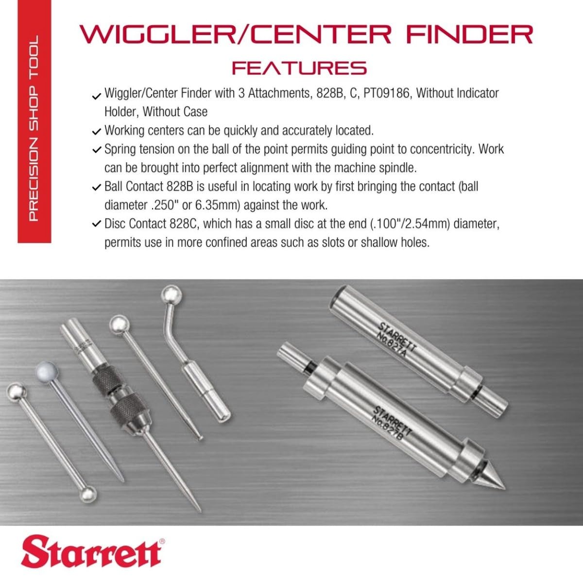 Starrett Wiggler/Center Finder features and attachments