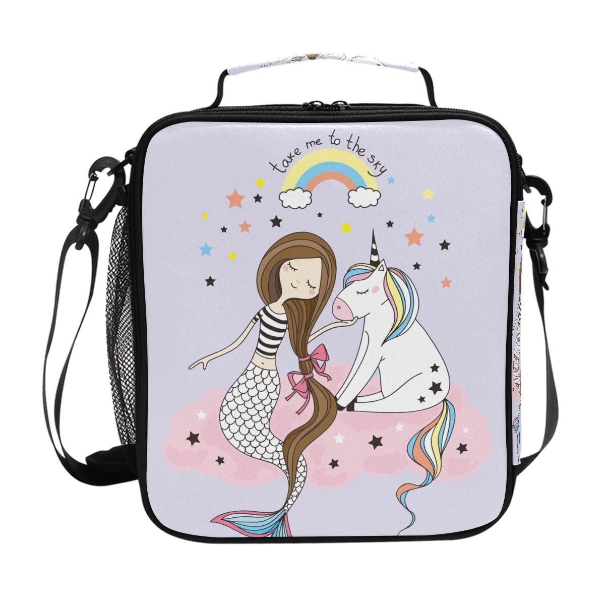 Lunch Bags for Kids Boys Girls Toddler, Cute Mermaid with Magic Unicorn Reusable Insulated Lunch Box, Lunch Cooler Bag Organizer with Adjustable Shoulder Strap โ image 1