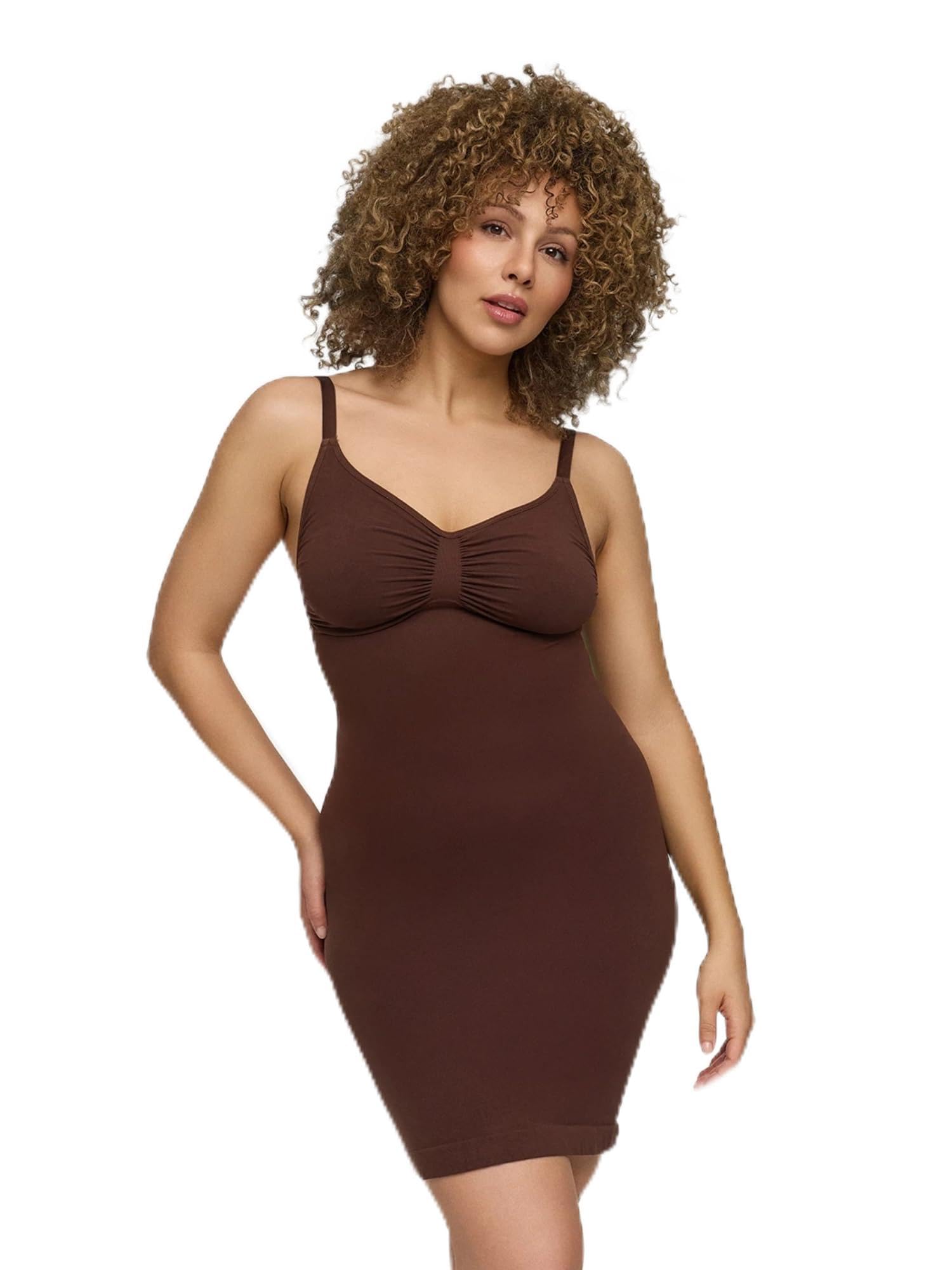 Shaping Cami Dress Damen – Figurformendes Shapewear Kleid mit Bauchkontrolle – Nahtlos & unsichtbar unter Kleidung – Glättende Silhouette mit verstellbaren Trägern