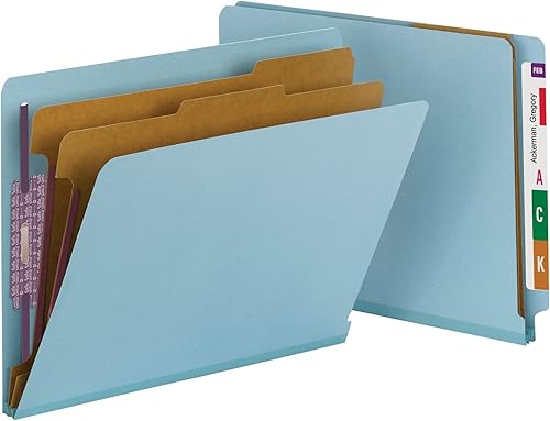 Smead Carpeta de archivos de clasificación de tablero prensado 100% reciclada con sujetadores SafeSHIELD, 2 divisores, expansión de 2 pulgadas,
