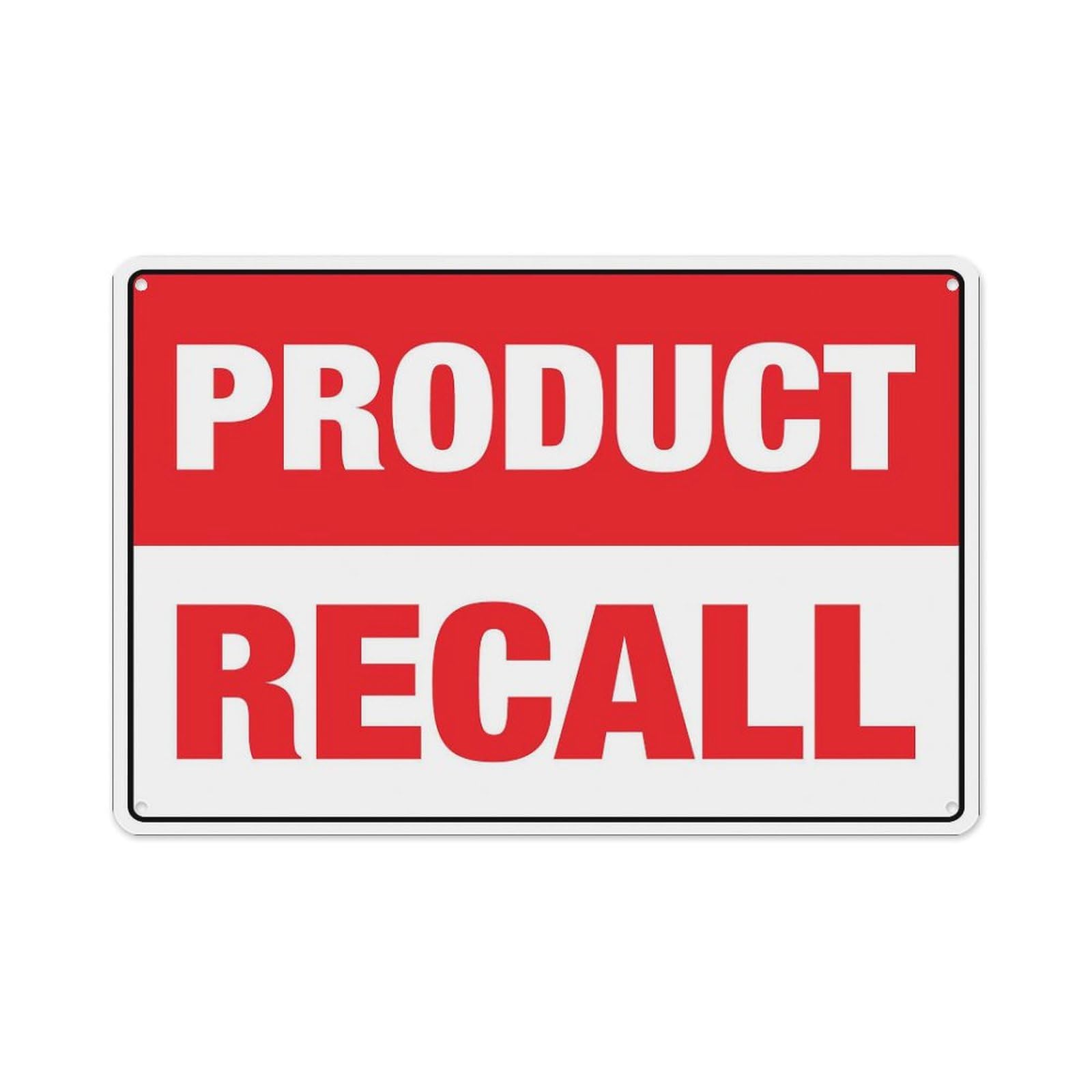 Peiyeety A05 Product Recall Sign Aluminum Tin Warning Signs For Home Outdoor Garden 12X16 Inches