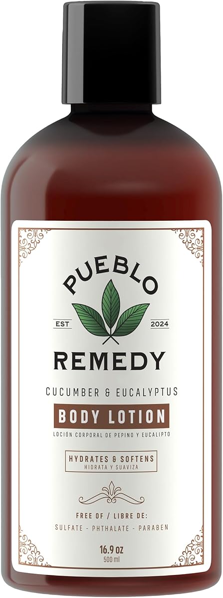 Loción corporal Pueblo Remedy, pepino y eucalipto – Hidratante y suavizante con manteca de karité y cacao, vegano y libre de crueldad, 16.9 oz | Loción nutritiva de manteca de karité y manteca de cacao | Loción Nutritiva con Manteca de Karité y Manteca de Cacao | Hecho en colombia