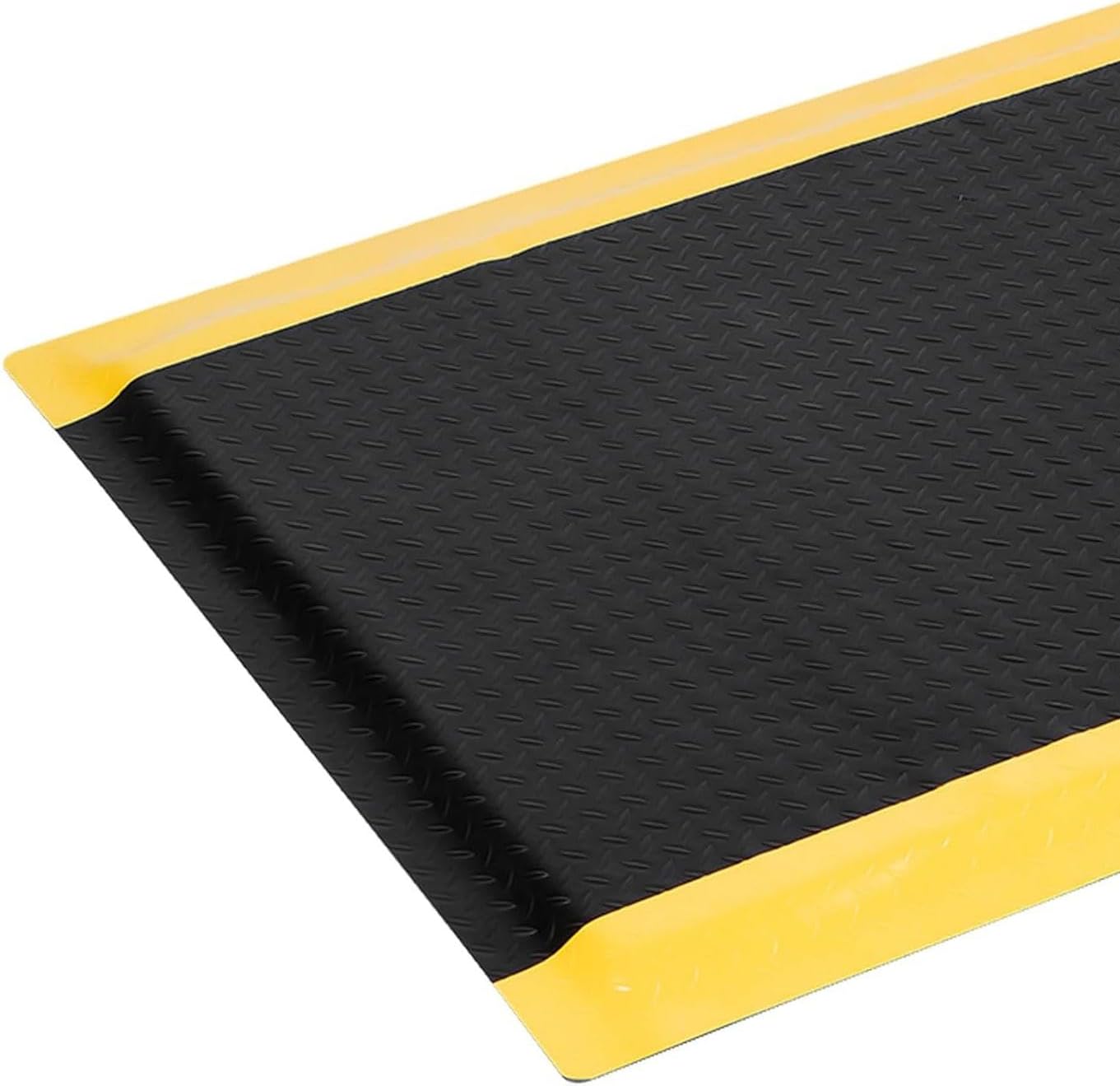 3ft x 5ft Anti Fatigue Mat, Industrial Grade Anti Fatigue Ergonomic Standing Mat 15/16" Thick Heavy Duty Workshop Floor Mat for Leg & Back Pain(Yellow Borders, 3 * 5 ft)