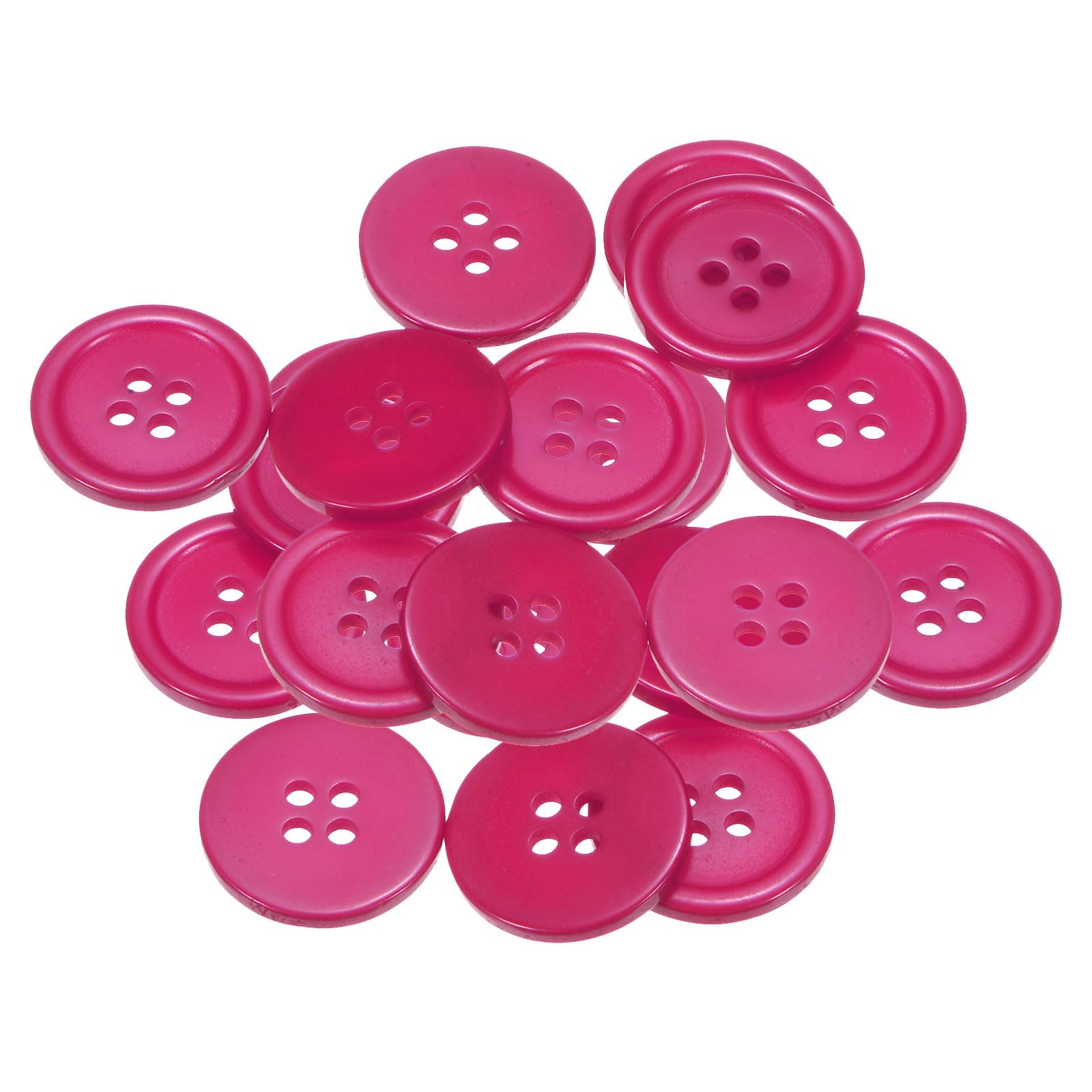 sourcing map 20pcs 32L Sewing Buttons 4/5"(20mm) Resin Round Flat 4-Hole Craft Replacement Buttons for Sewing Clothing and DIY, Rose Red