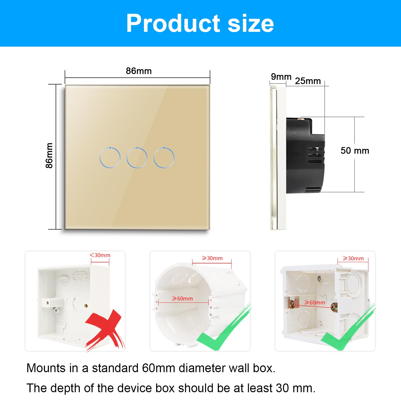 CNBINGO Smart Dimmer Switch for Dimmable LED Light, Voice Control by Alexa, Remote Control by Smart Life App, WiFi Touch Light Switch with Glass Wall Plate, Backlight, Neutral Wire Required - Image 2