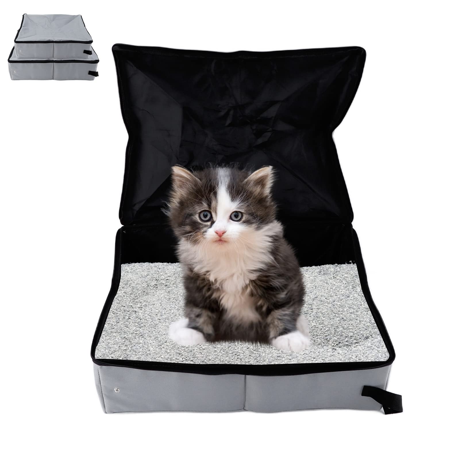 Caja De Arena Portátil para Gatos, Caja De Arena De Viaje para Gatos Portátil, Portador De Arena Plegable para Caja De Arena para Gatos(S)