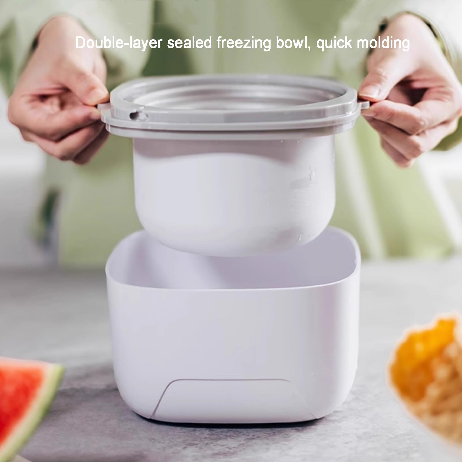 Máquina para Hacer Helados Caseros, Yogur Helado Y Postres, con Recipiente De 500 Ml, Preparación Rápida En 25 Minutos, para Preparar Helado, Sorbete Y Yogur
