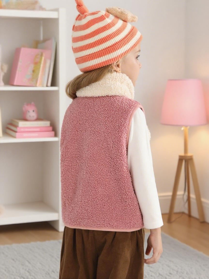 Patgoal Baby Girls Boys Sherpa Fleece Vest Toddler Lightweight Fall Winter Warm Sleeveless Outerwear Jacket with Pockets - Image 5