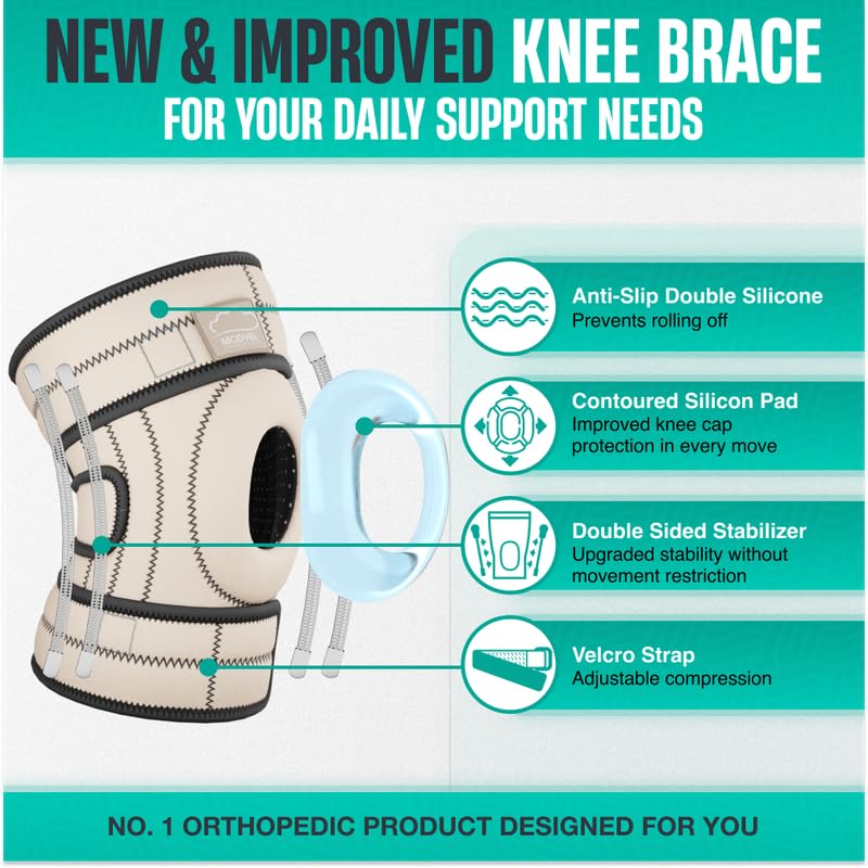Image of Modvel ELITE Knee Brace for Men & Women - Patella Gel Pads & Side Stabilizers for ACL, Meniscus Tear, Arthritis & Injury Recovery - Maximum Support for Running, Sports & Joint Pain Relief
