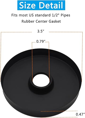 Miniatura 3 de Wilybeol Brida para brazo de ducha de gran tamaño, placa de repuesto con junta de goma, diámetro total de 3.5 pulgadas, diámetro del orificio