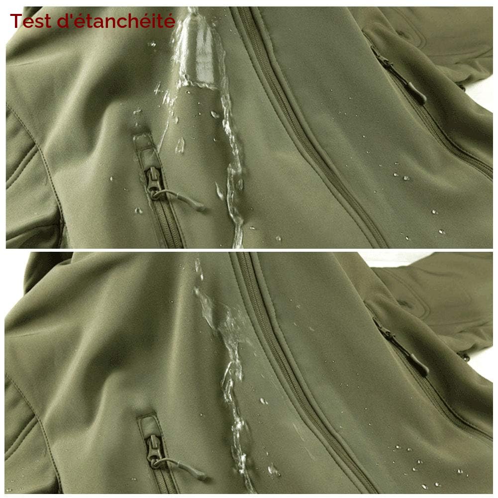MakingDa Vestes imperméables pour hommes Manteau à capuche décontracté Softshell doublé polaire Vestes de course Tactique Travail militaire Pêche Chasse Escalade