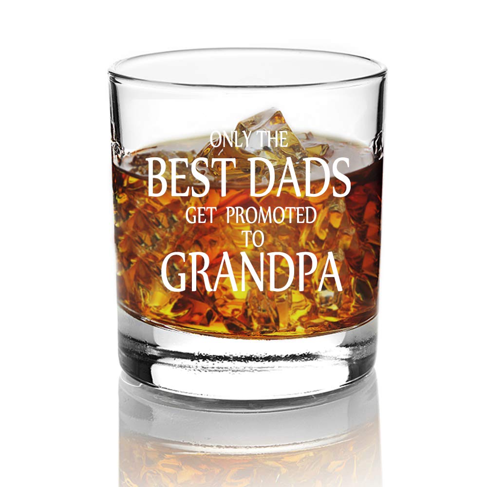 Perfectinsoy Only The Best Dads Get Promoted To Grandpa Kieliszki do whisky, ogłoszenie ciąży, prezent dla dziadka od wnuka, prezenty dla dziadka dla siostrzeńca, męża, taty, kolegi