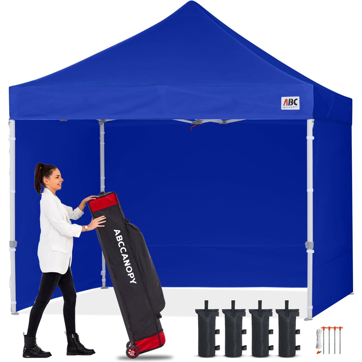 ABCCANOPY Ez Pop Up Canopy Tent with Sidewalls 10X10 Commercial -Series, Royal Blue