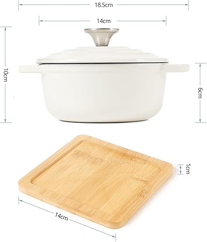 Miniatura 10 de HAWOK Hierro fundido pre-sazonado Mini tazón de pan de hierro fundido horno holandés Set de 2 Negro