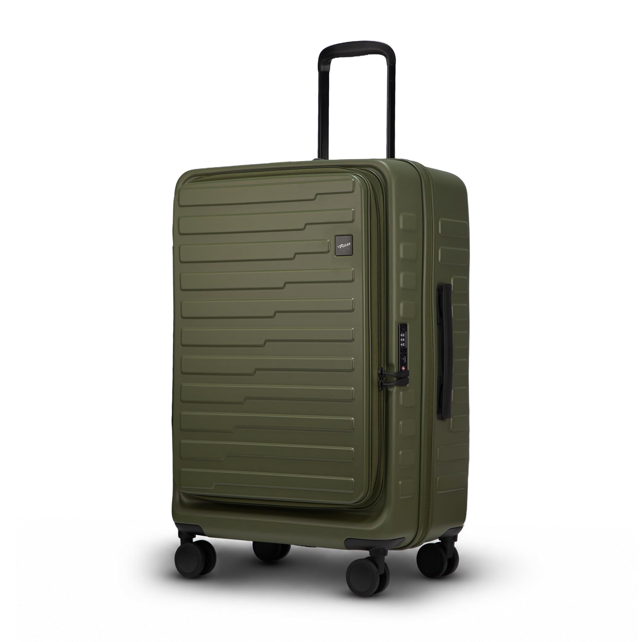 Sedona Medium 65cm German Polycarbonate Hard Luggage|8 Japanese Hinomoto Silent Wheels |Expandable Check-in Front Opening Suitcase for Travel| Anti-Theft Zipper, TSA 007 Lock (Army Green)