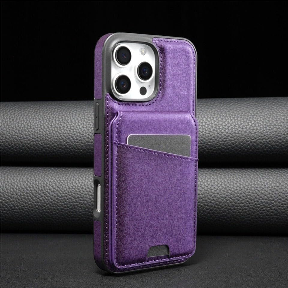 Étui portefeuille iPhone 15 violet protection à rabat magnétique en cuir 6,1"