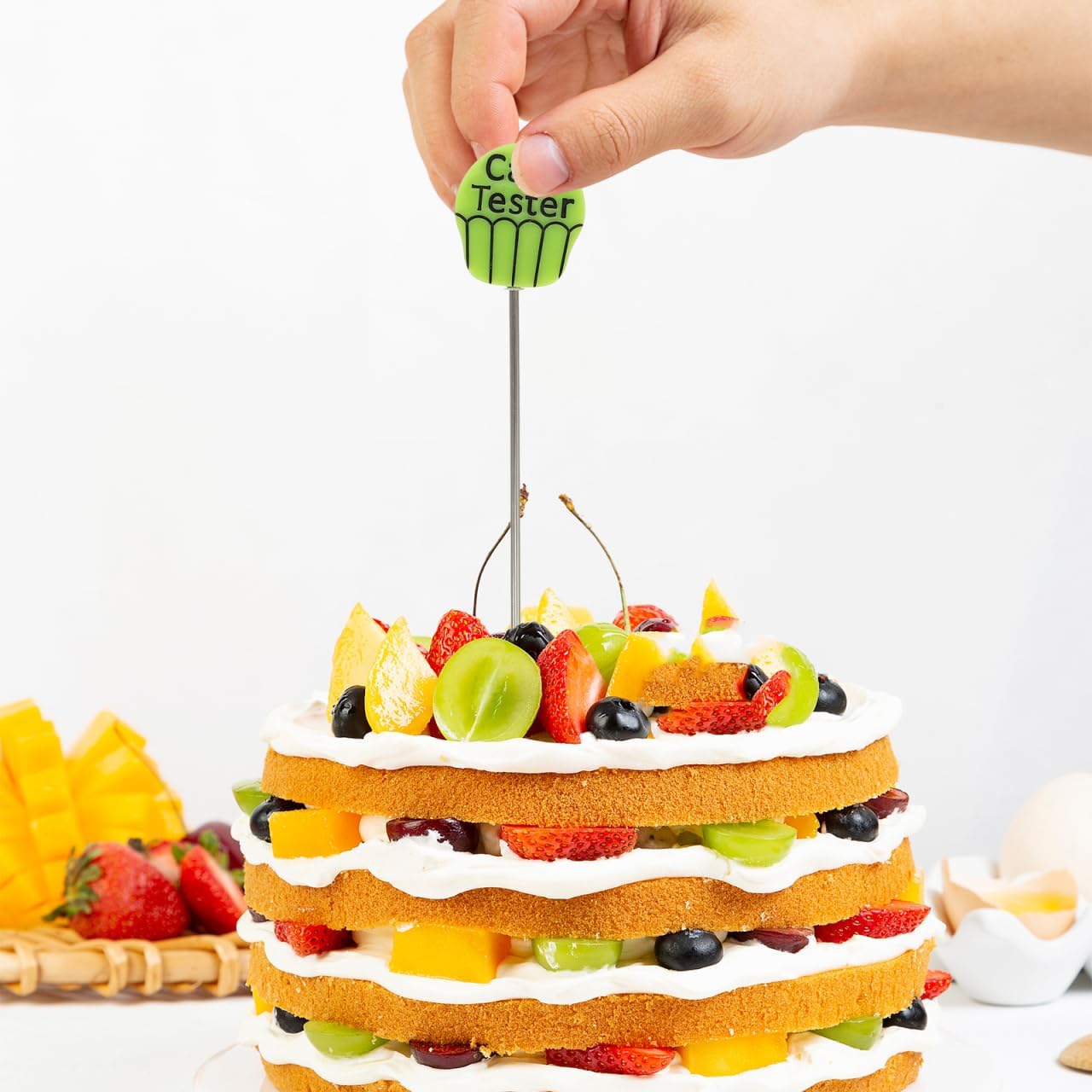 2Pcs Stainless Steel Cake Tester Sticks with Anti-slip Grip Reusable Baking Needles for Testing Doneness of Cakes Bread Muffins and More in Kitchen BakingNO.3518