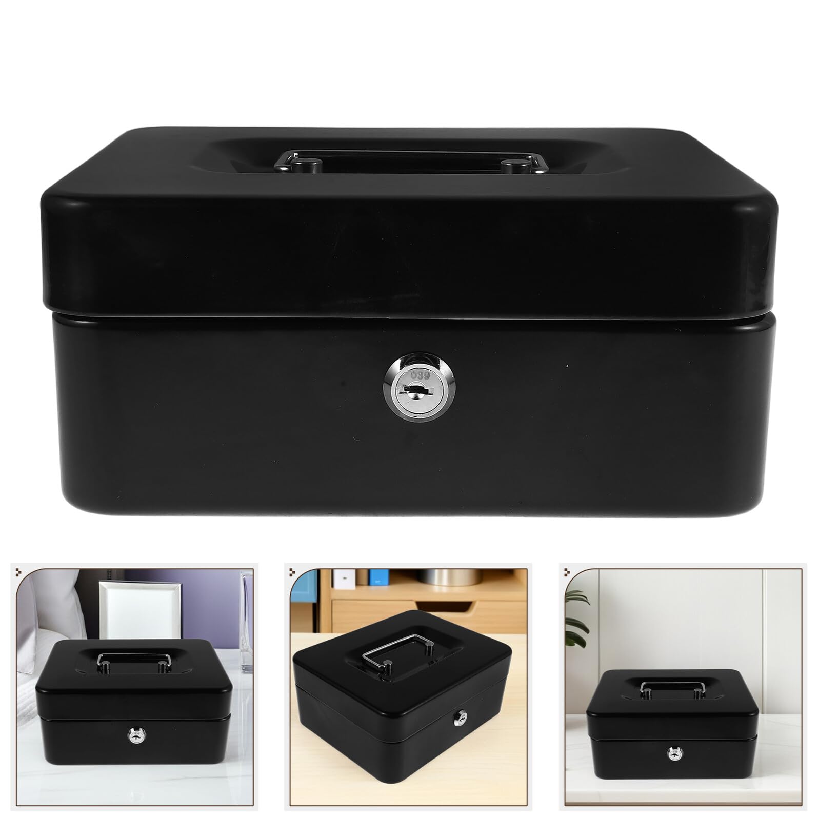 STOBAZA Caja de Seguridad con Llave y Bandeja, Múltiples Ranuras, para Viajes y Uso Hogar